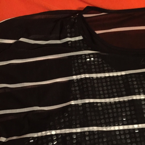 Lane Bryant Striped Sequin T-Shirt - Picture 4 of 4