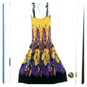 Yellow and violet flower dress
