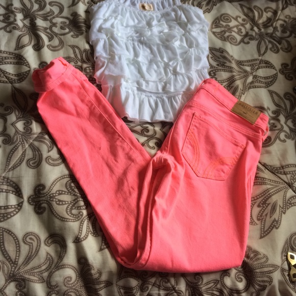 Pink hollister skinny jeans