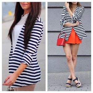 Striped Open Blazer