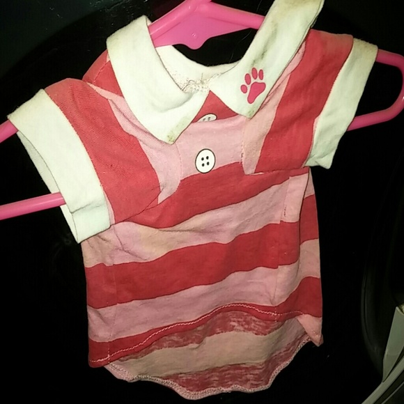 Pink strip dog shirt