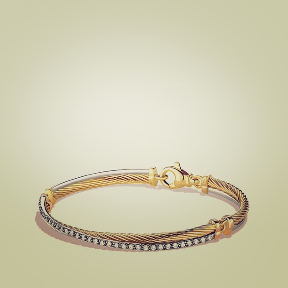 Gold Crossover bracelet with diamonds - Picture 1 of 4