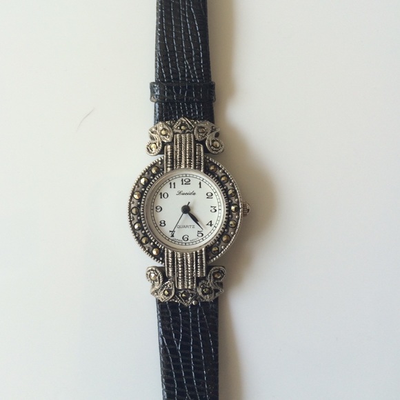 Vintage Lucida marcasite Quartz watch