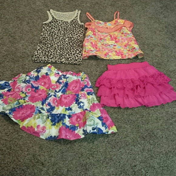 2 Girls Skirts and 2 Tank Tops Bundle