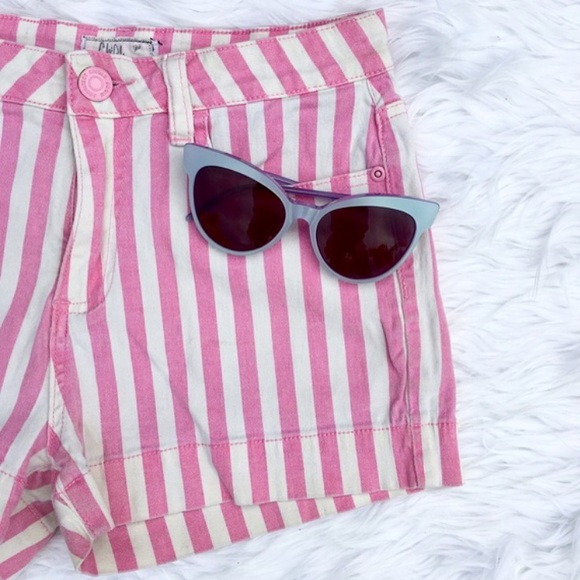 Pants - • Striped Pink Shorts •
