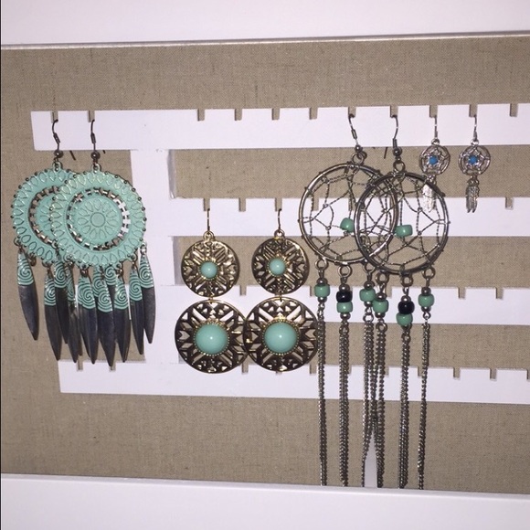 Dream catcher teal/Turquoise earrings