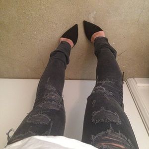 Ksubi Dark Grey Torn Skinny Jeans