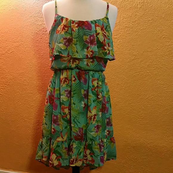 Tropical hi-lo mini dress
