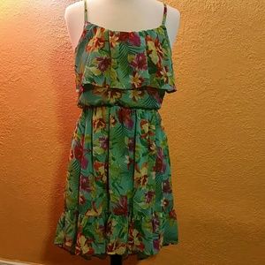 Tropical hi-lo mini dress