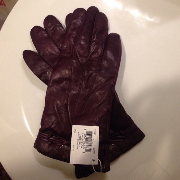 Coach Gloves in Plum