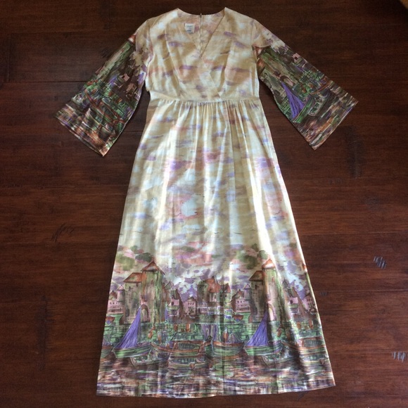 Vintage Dresses & Skirts - Vintage 1960s Union-Made Watercolor Dress