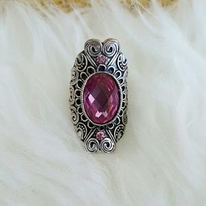 Beautiful Purple Stone Ring - adjustable band