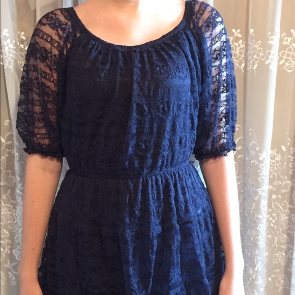 Juniors navy blue lace dress