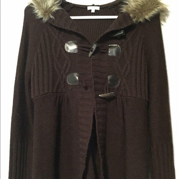 Maurices hooded sweater with faux fur trim