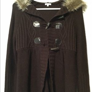 Maurices hooded sweater with faux fur trim