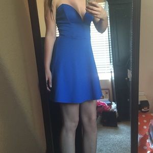 Royal Blue Deep V Dress