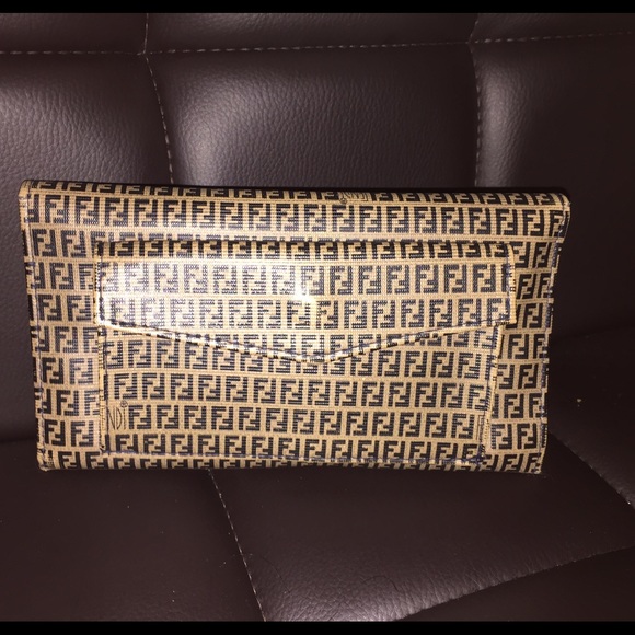 SOLD FENDI ZUCCA CANVAS LONG WALLET CHECKBOOK COIN - Picture 2 of 4