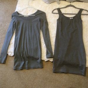 2 gray bodycon dresses (Forever 21, H&M)