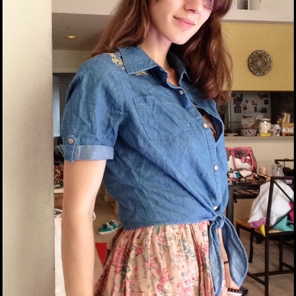 NFS❣️Chambray Embroider Tie Country Snap - Picture 3 of 6