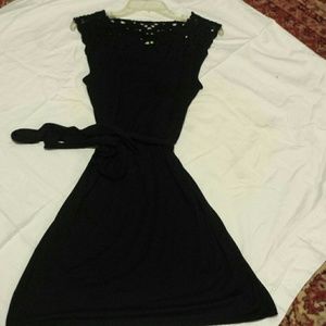 Cute black dress with crochet at top