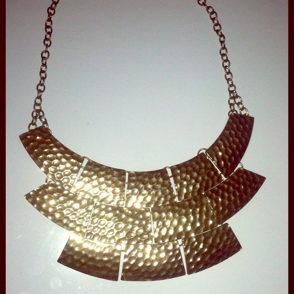 Gold Hammered Bib Necklace