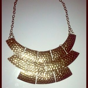 Gold Hammered Bib Necklace