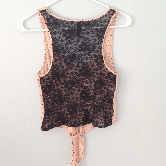 polka dot lace backed crop top - Picture 2 of 2