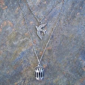 Silver birdcage necklace