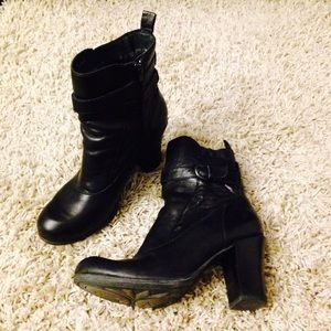 Black leather booties