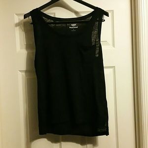 Black Cotton Boyfriend Pocket Tank Top Size M