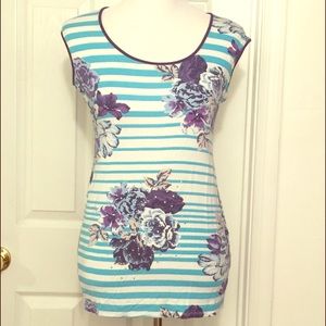 Floral and stripe top