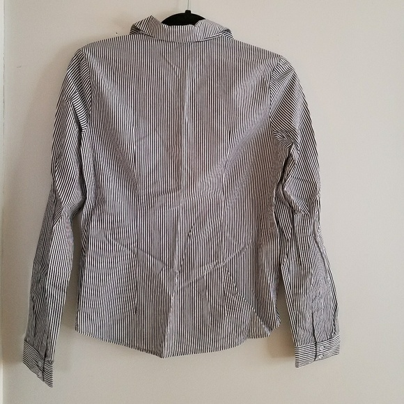 Navy Striped Button Up Shirt - Picture 2 of 5