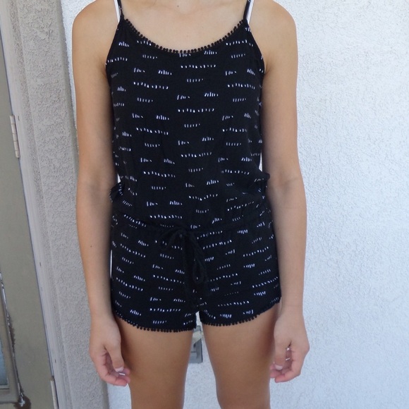 black & white patterned romper
