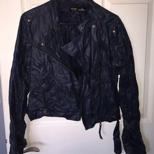 Navy blue leather jacket