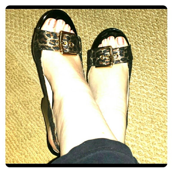 Nine west Leopard print wedges