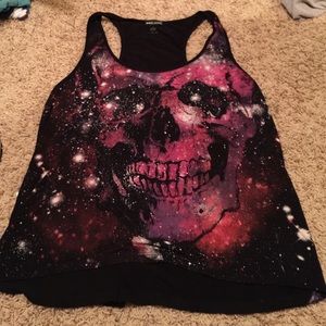 Wet seal galaxy print skull tank