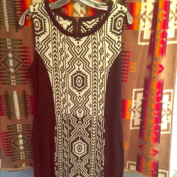 Anthropologie fitted black + white printed dress