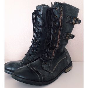 Black combat boots