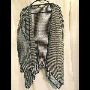 Open Front Black and White striped Cardigan Merona
