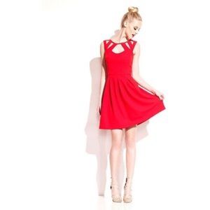 Red Sweetheart Cocktail Party Dress w/ Cut-outs