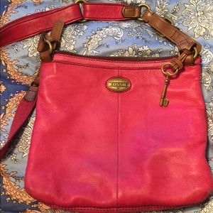 Hot Pink leather Fossil purse