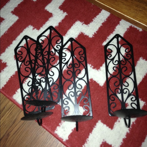 SOLD ! 4 black candle wall holder