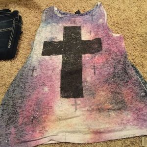 Wet seal Galaxy print cross tank