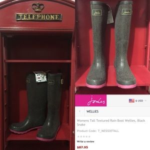 Joules olive snake printed wellies