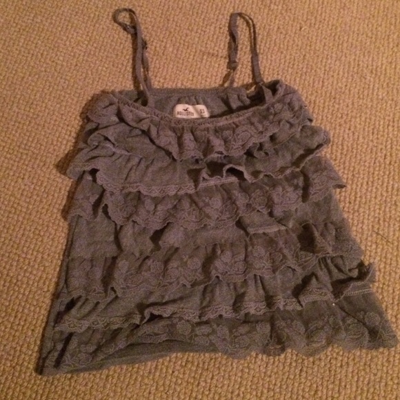 Gray ruffle Hollister shirt