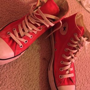 Red & white high-top converse