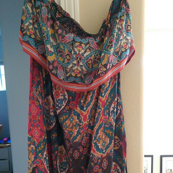 Mango Paisley Strapless Dress