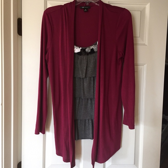 Ruffled Top with Attached Cardigan