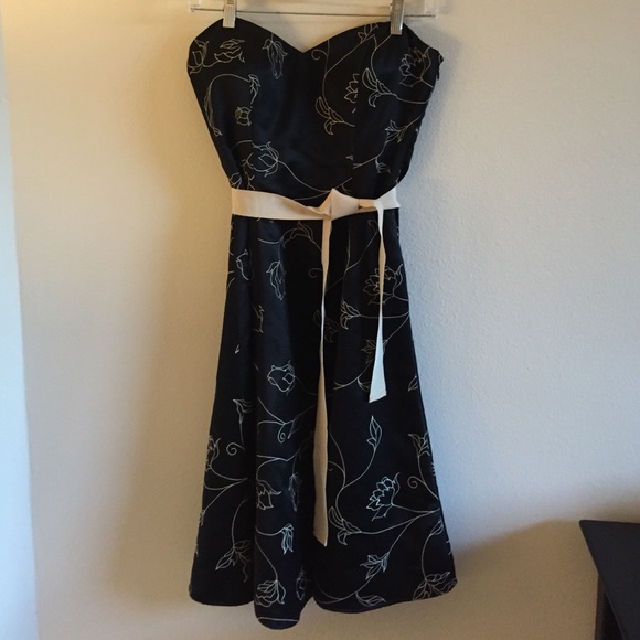 WHBM Strapless Silk Blend Formal Dress w/ Belt