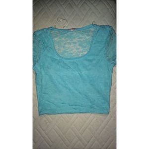 Floral turquoise/blue crop top